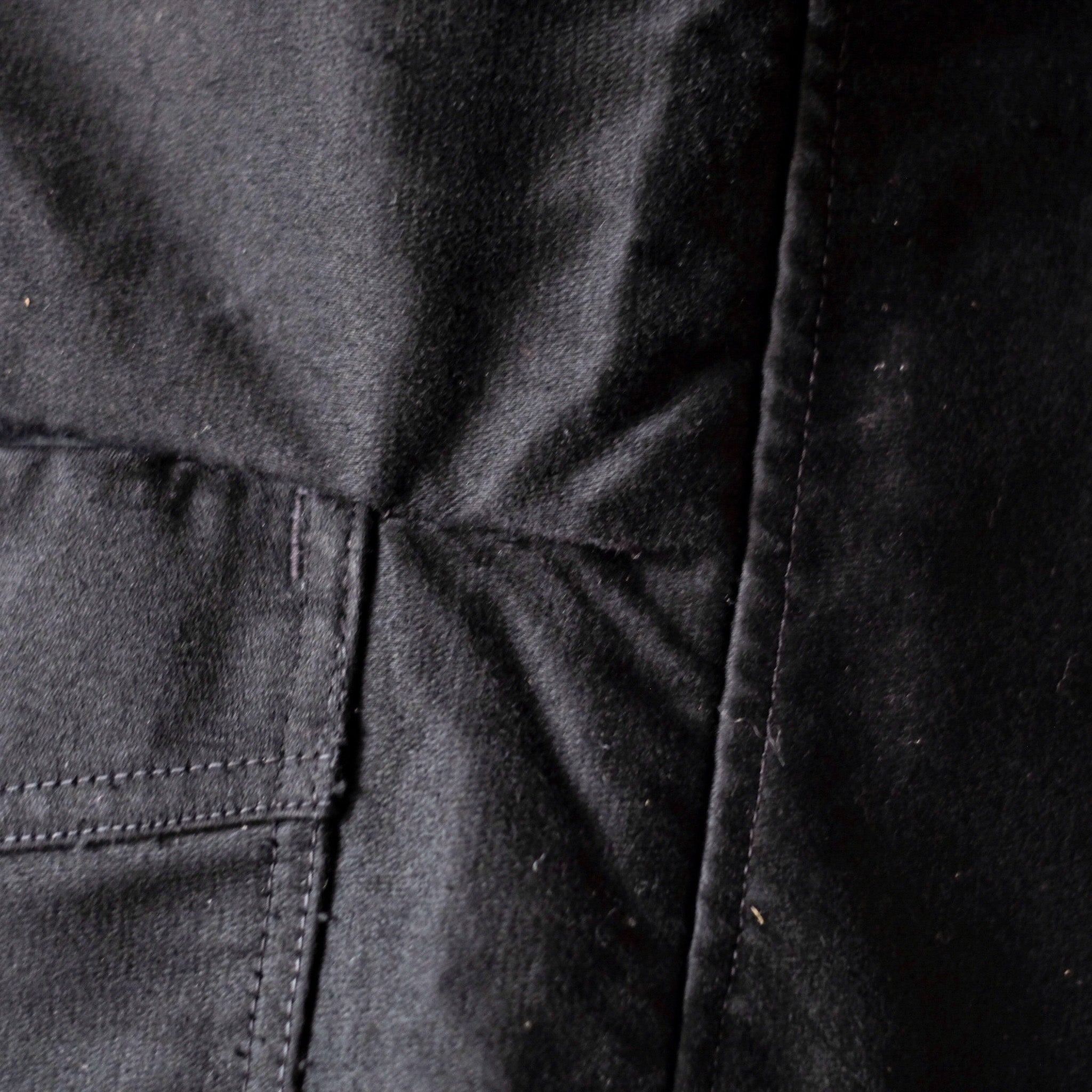 【~40's】French Vintage "Le Mont St. Michel" Black Moleskin Work Jacket