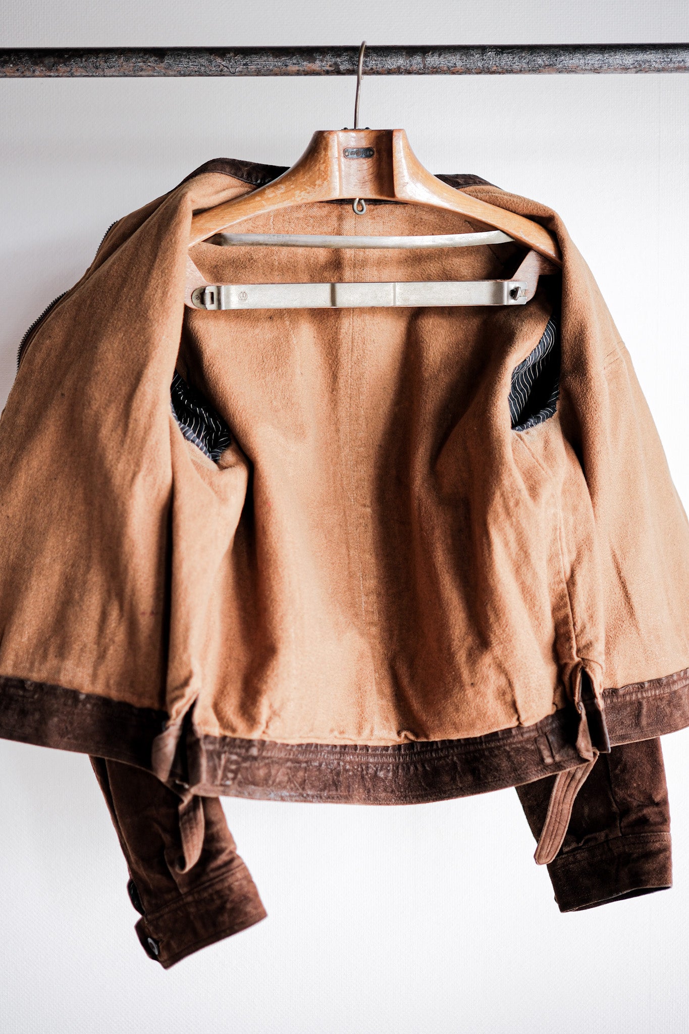【~30’s】French Vintage Suede Leather Cyclist Jacket
