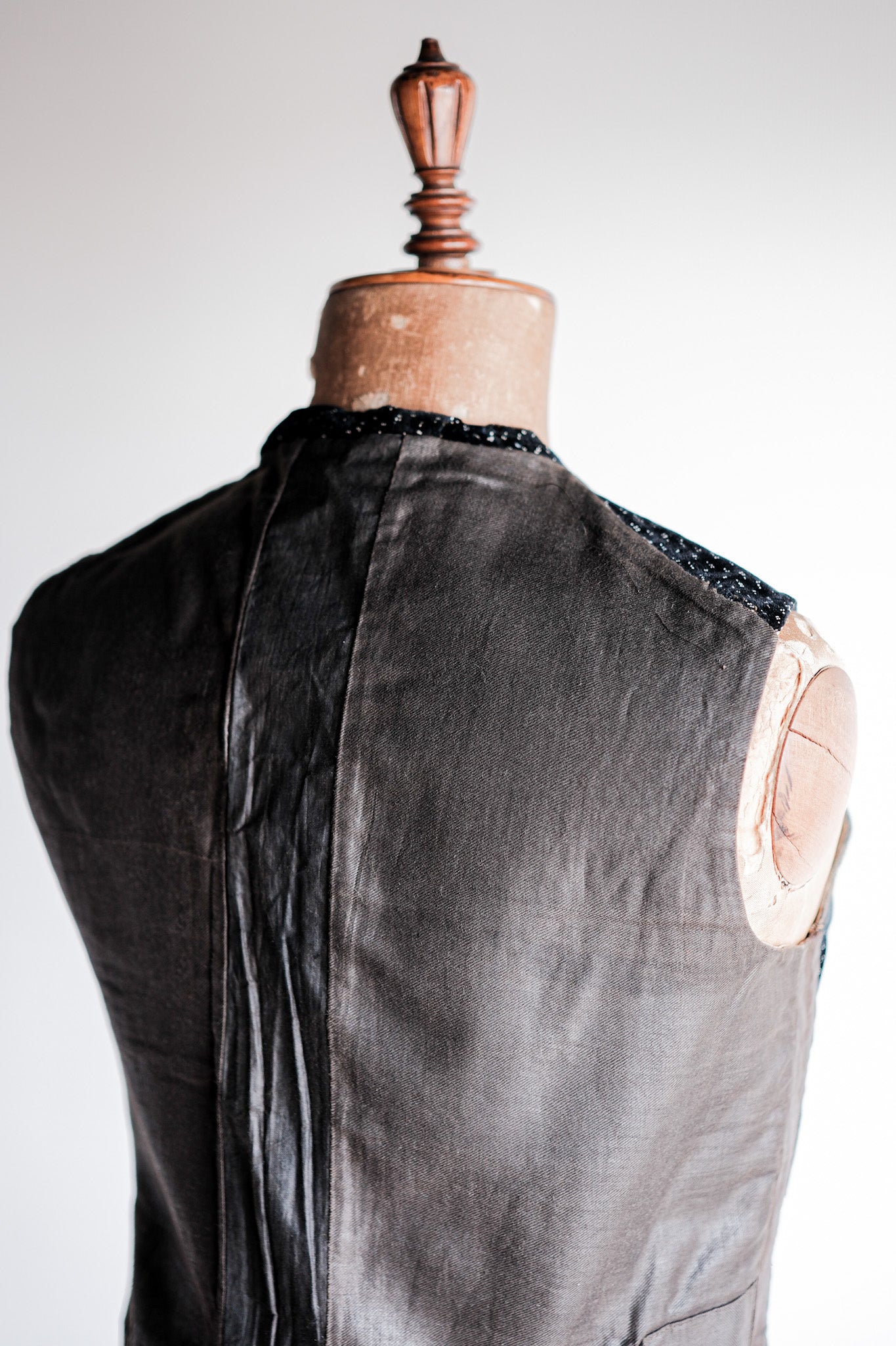 ［Late 19th C］French Antique Black Velvet Gilet
