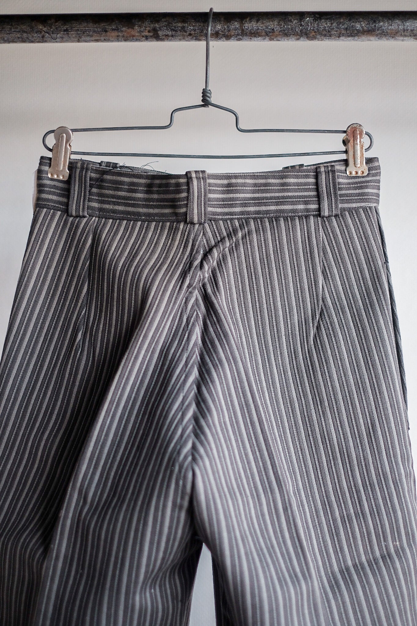 [〜40年代]法國復古棉花派式條紋工作褲“死庫存”