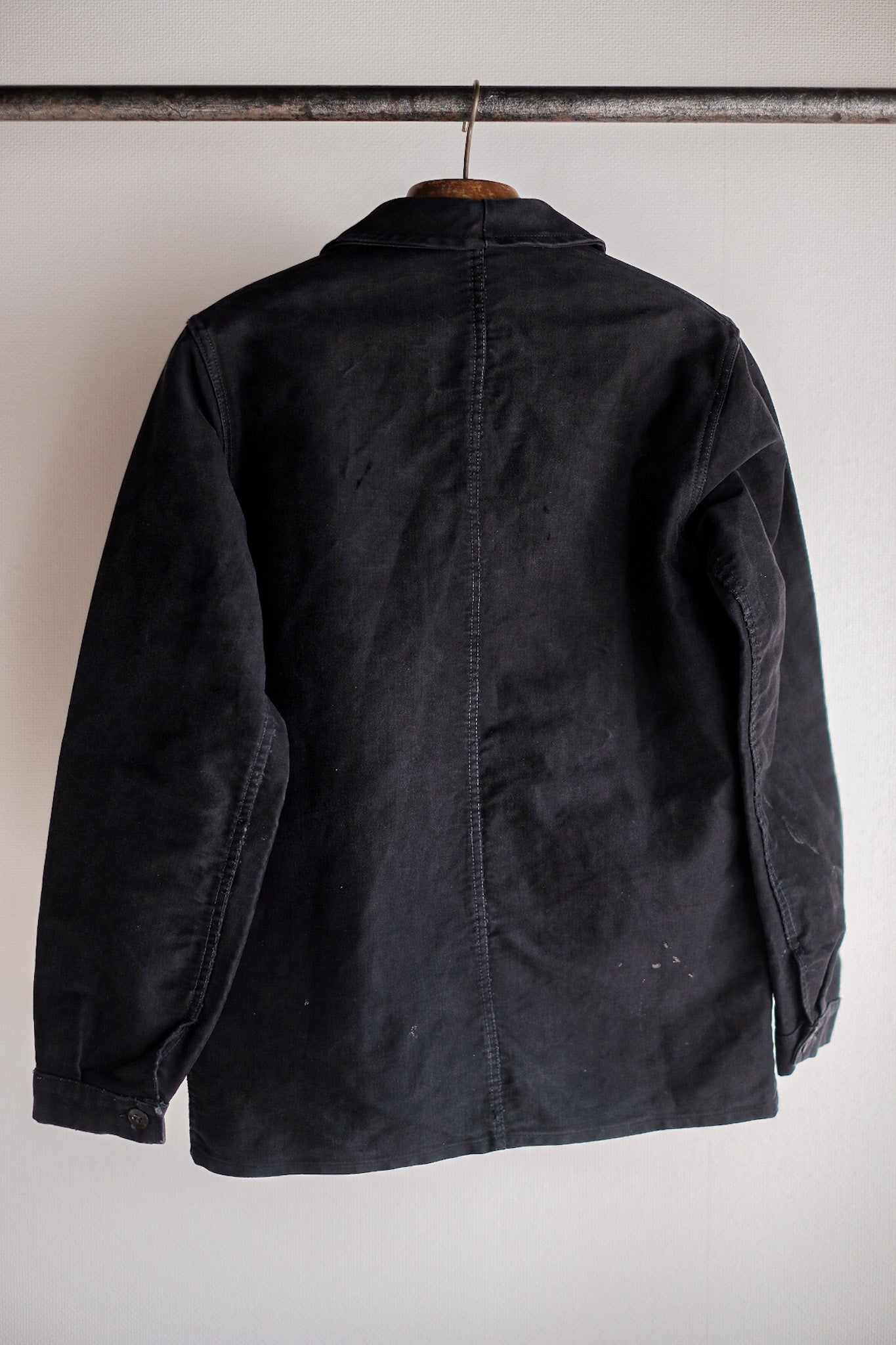 【~60's】French Vintage Black Moleskin Work Jacket