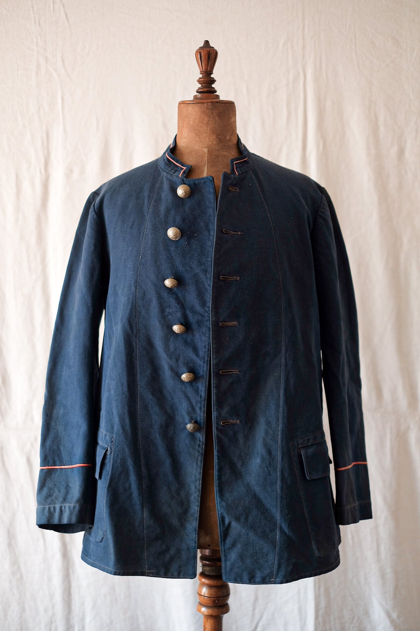 30's】French Vintage Indigo Cotton Twill Fireman Jacket