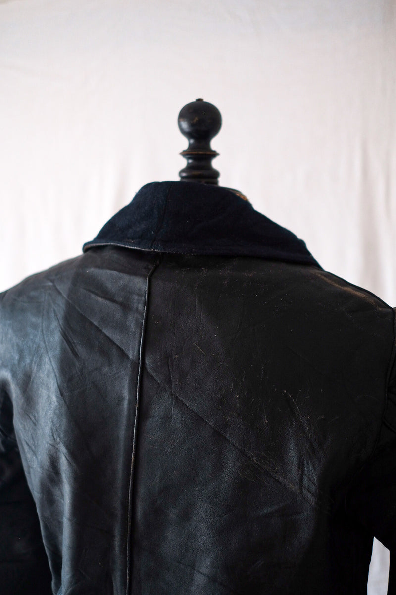 【~40's】French Vintage Le Corbusier Leather Work Jacket "Wool Collar"