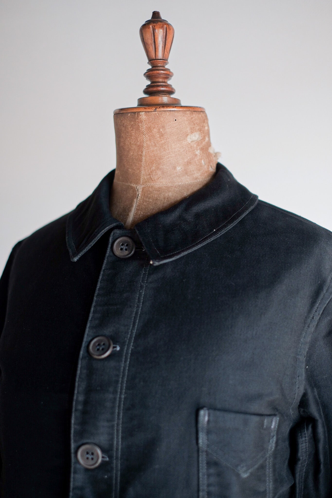 【~30's】French Vintage Black Moleskin Work Jacket