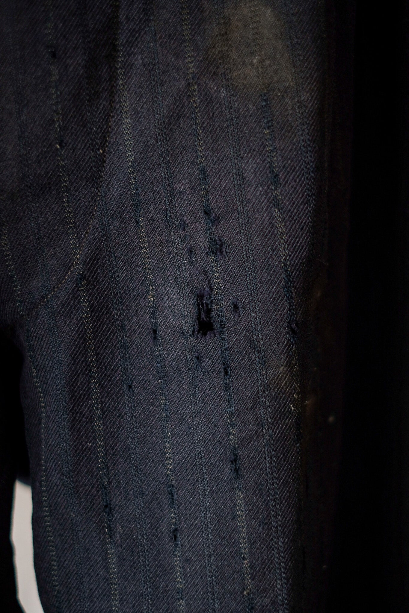 [~ 40's] French Vintage Navy Wool Work Striped Pant