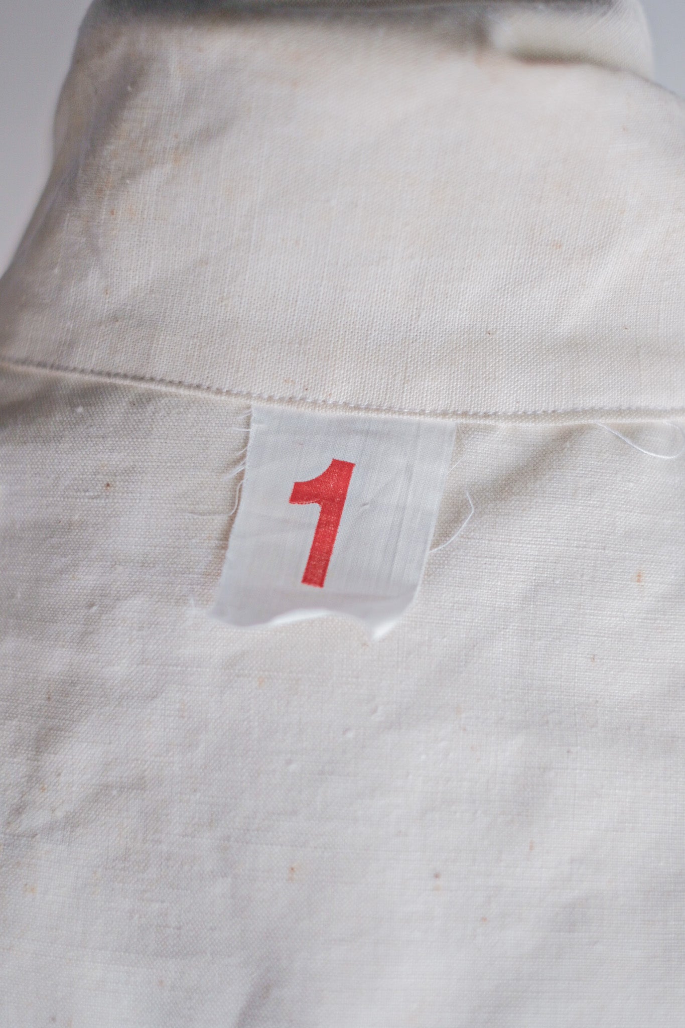 ［~50's］French Army Double Breasted Linen Coat Hospital Military "Dead Stock"