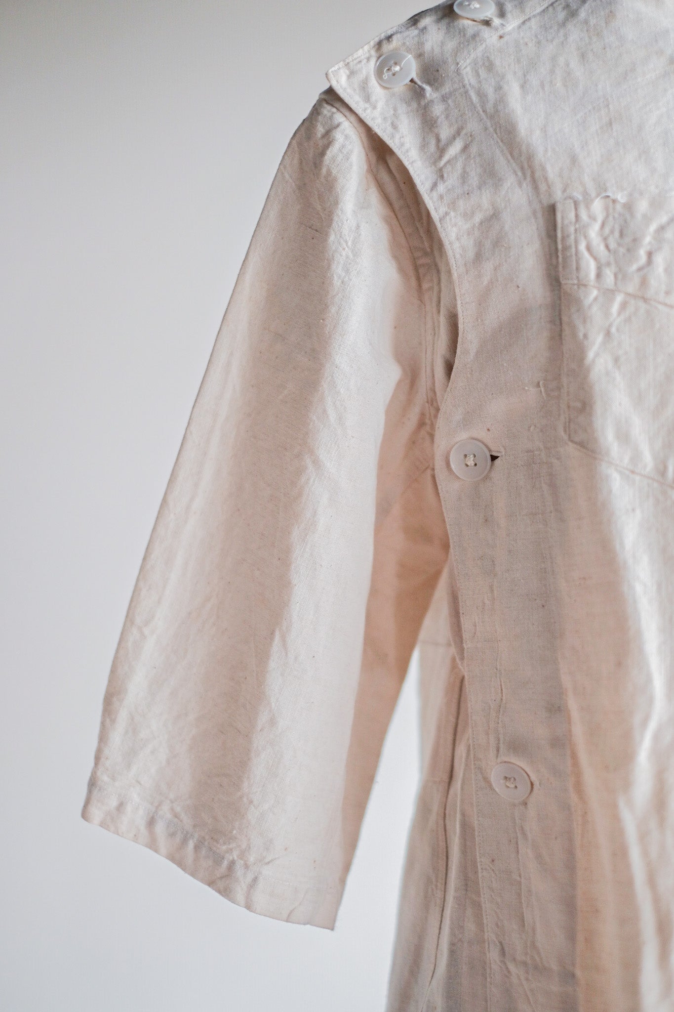 ［~50's］French Army Linen Jacket Hospital Military "Dead Stock"
