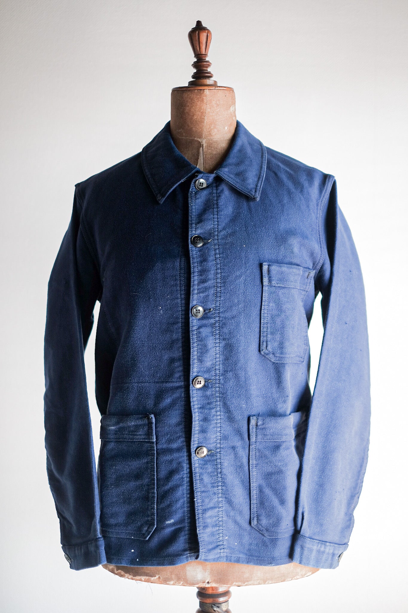 [~ 50 년대] 프랑스 빈티지 블루 몰스 피부 작업 재킷