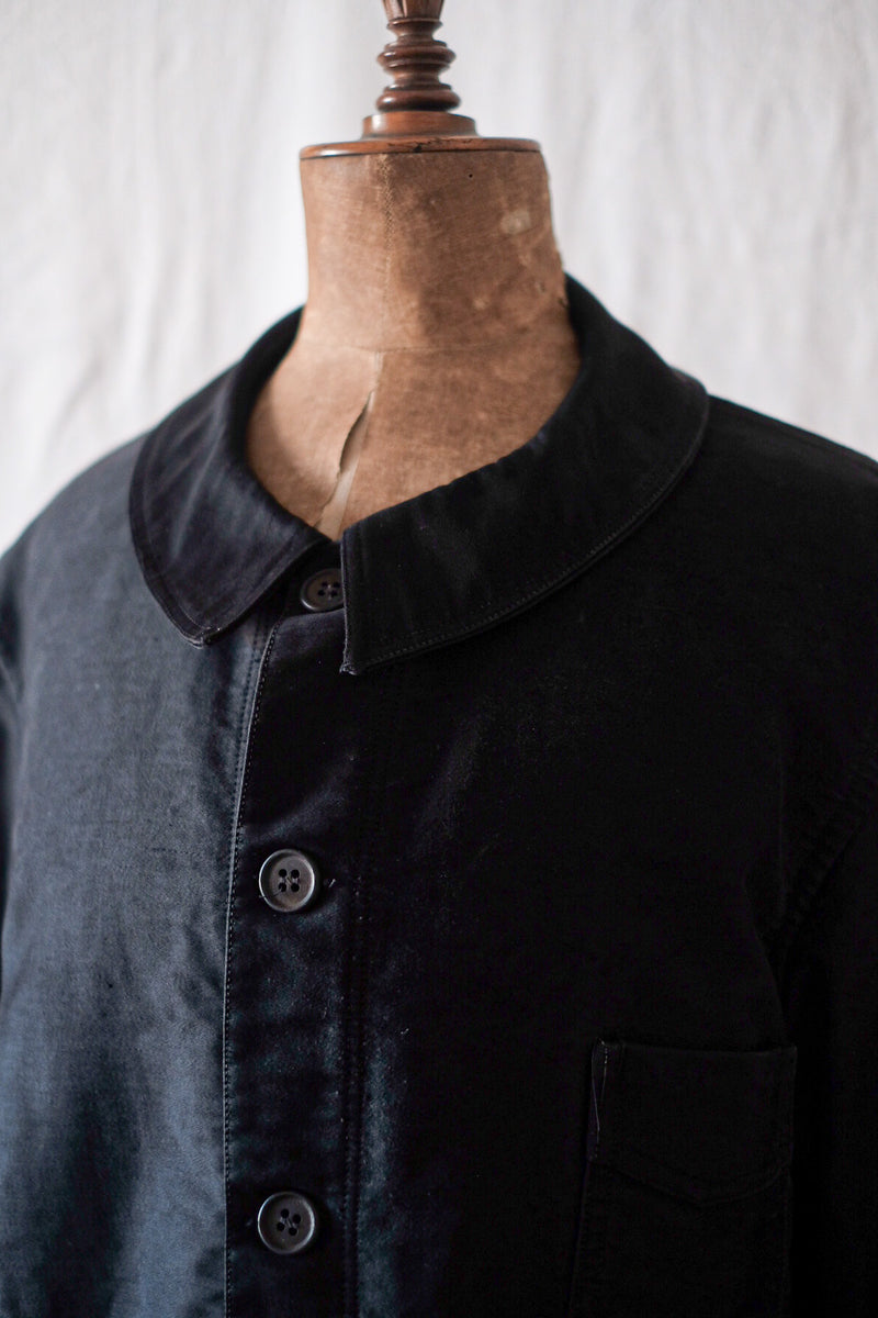 【~30's】French Vintage Black Moleskin Work Jacket
