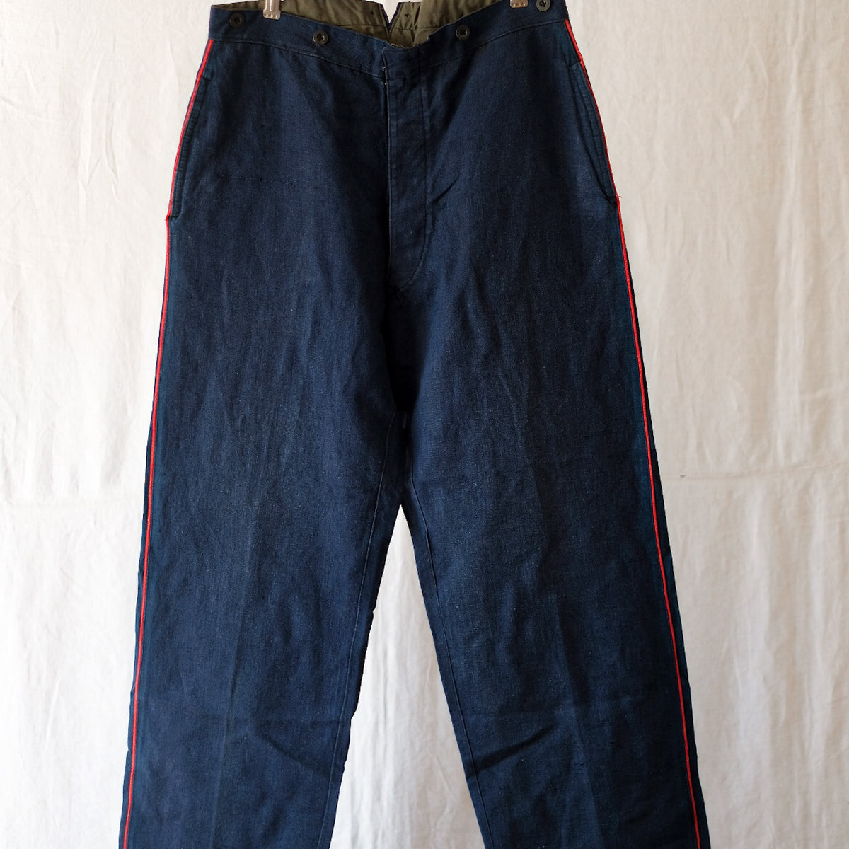30's] French Vintage Indigo Linen Fireman Pants