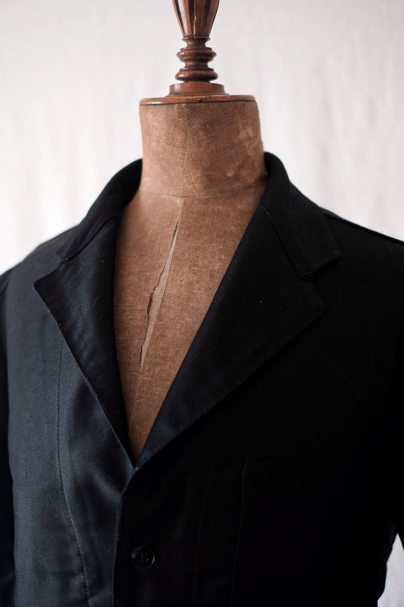 【~50's】French Vintage Black Moleskin Lapel Work Jacket "Dead Stock"
