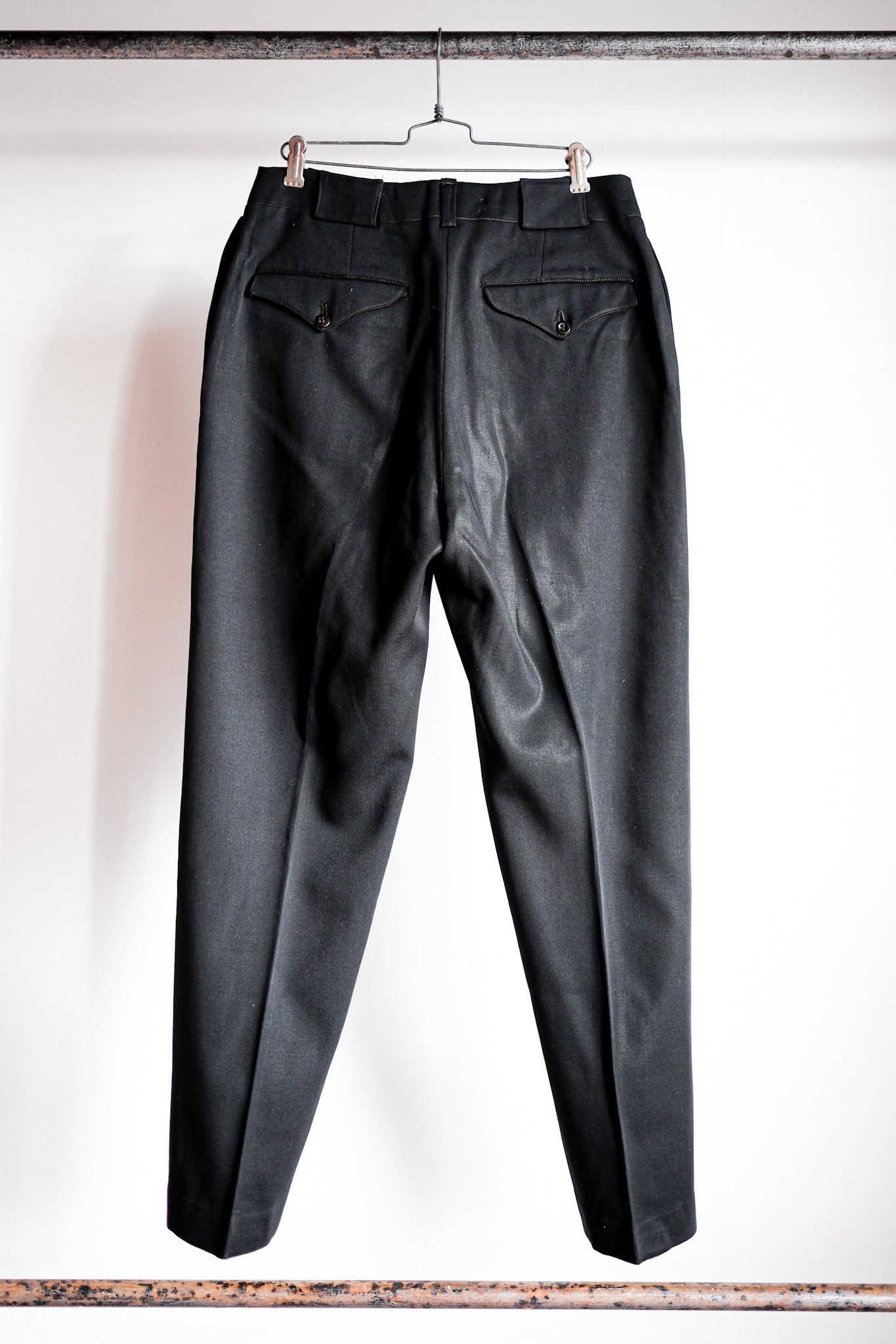 [~ 40's] French Vintage Black Wool Trousers