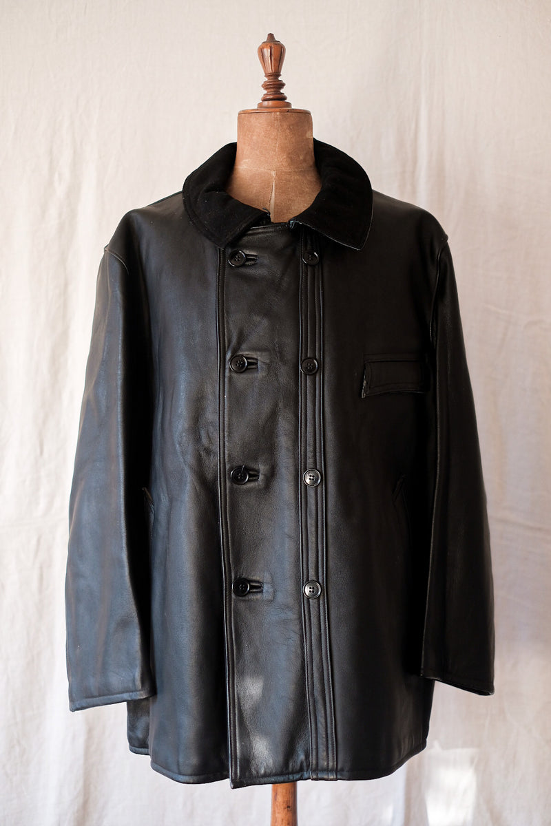 [~ 50's] แจ็คเก็ตหนัง LE Corbusier Vintage French Vintage "Collar Wool" "Dead Stock"