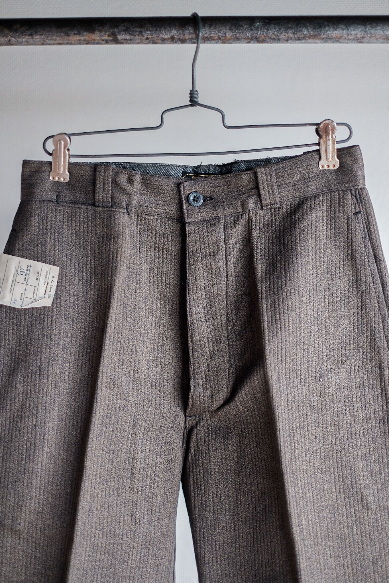［~40's］French Vintage Brown Salt & Pepper Cotton Pique Work Pants "Dead Stock"