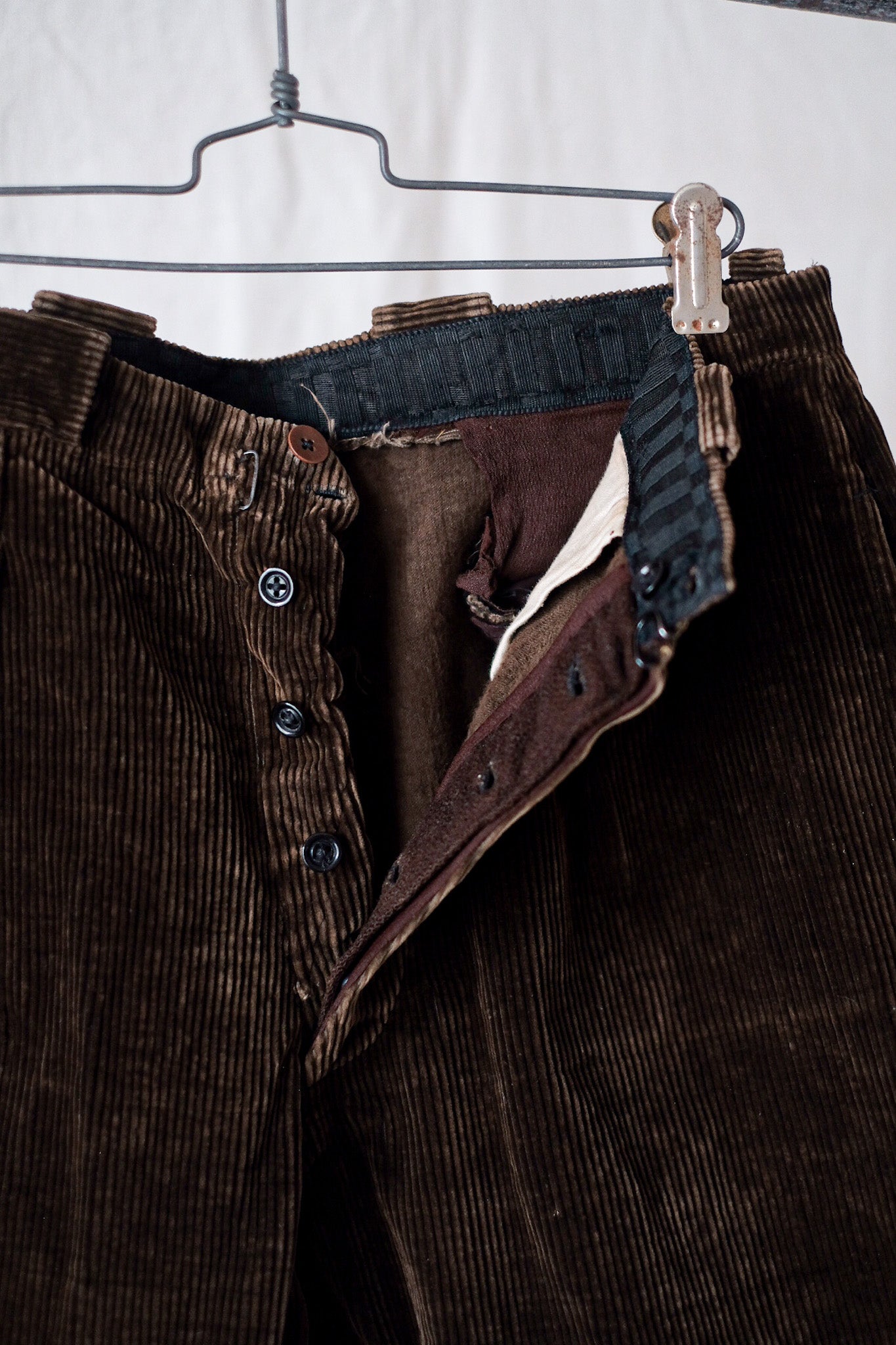 [〜40年代]法國復古棕色燈芯絨工作短褲