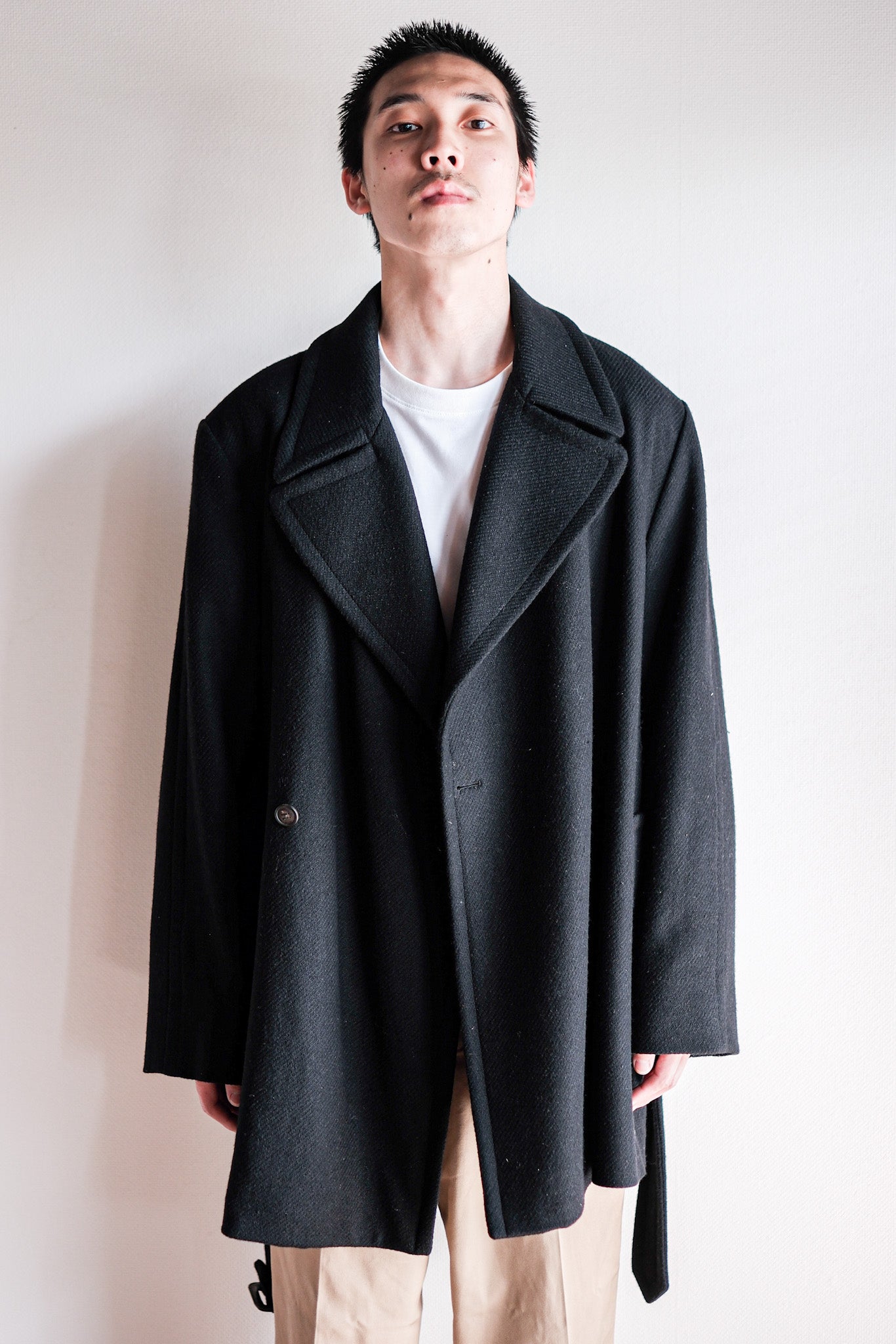 00's] Old Hermès Paris Cashmere Mix Wool Belted COAT by MARTIN MARG