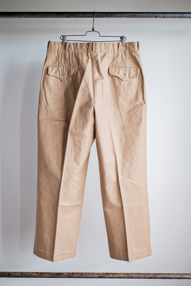 【~50's】French Vintage Cotton Linen Chino Trousers "Garally Lafayette" "Dead Stock"