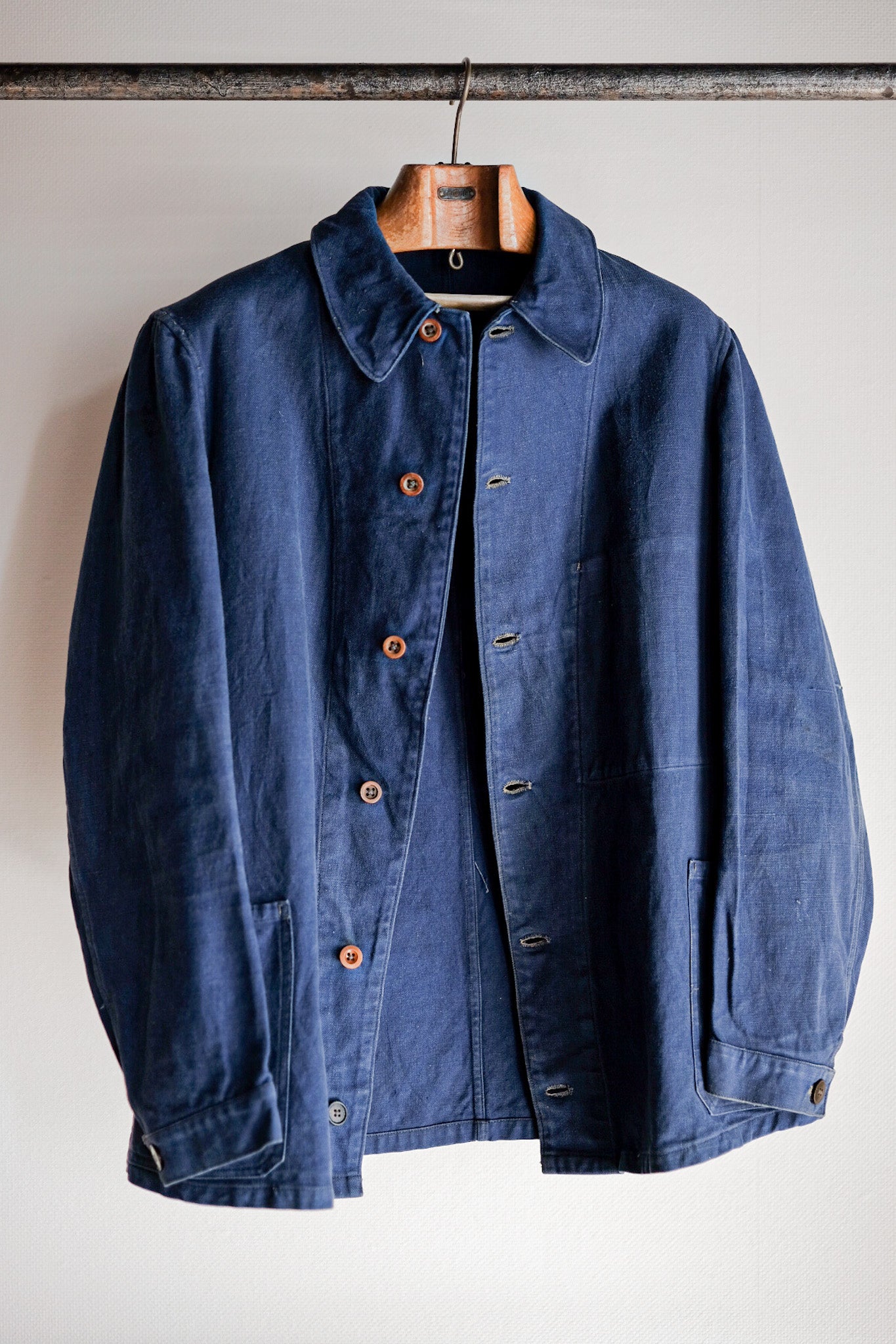【~40's】French Navy Indigo Cotton Twill Chore Jacket