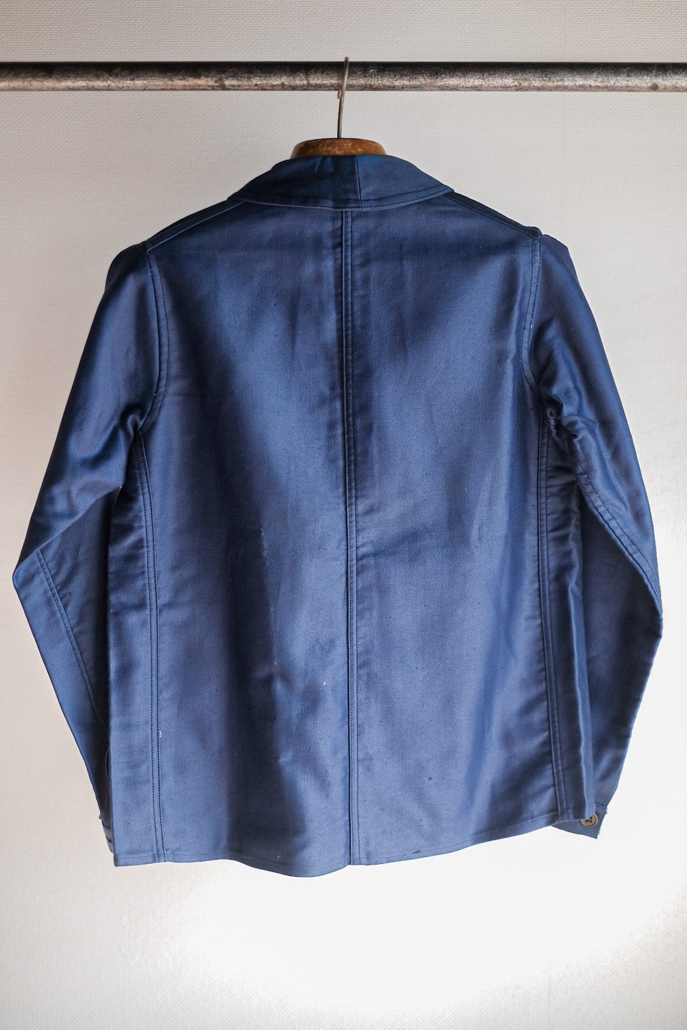 [~ 40 '] 프랑스 빈티지 블루 몰스킨 작업 재킷 "데드 스톡"