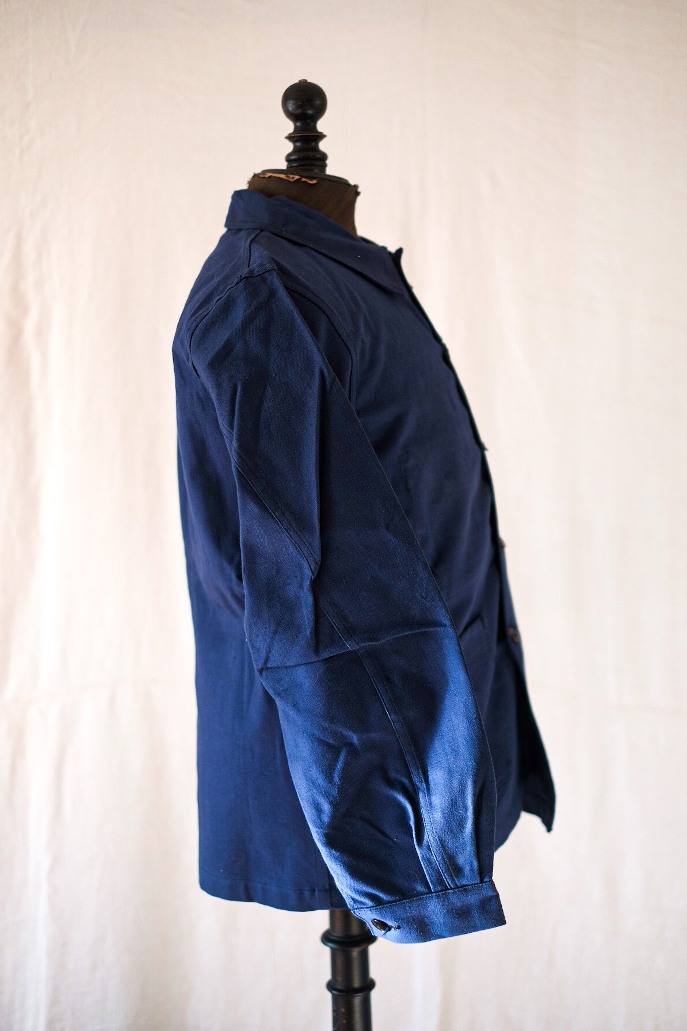 [〜50年代]法國復古藍色棉花斜紋斜紋夾克“死庫存”