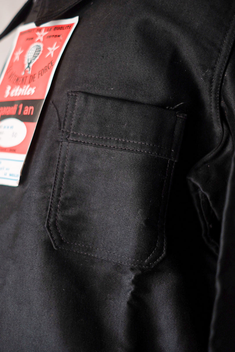 【~50's】French Vintage Black Moleskin Work Jacket "Dead Stock"