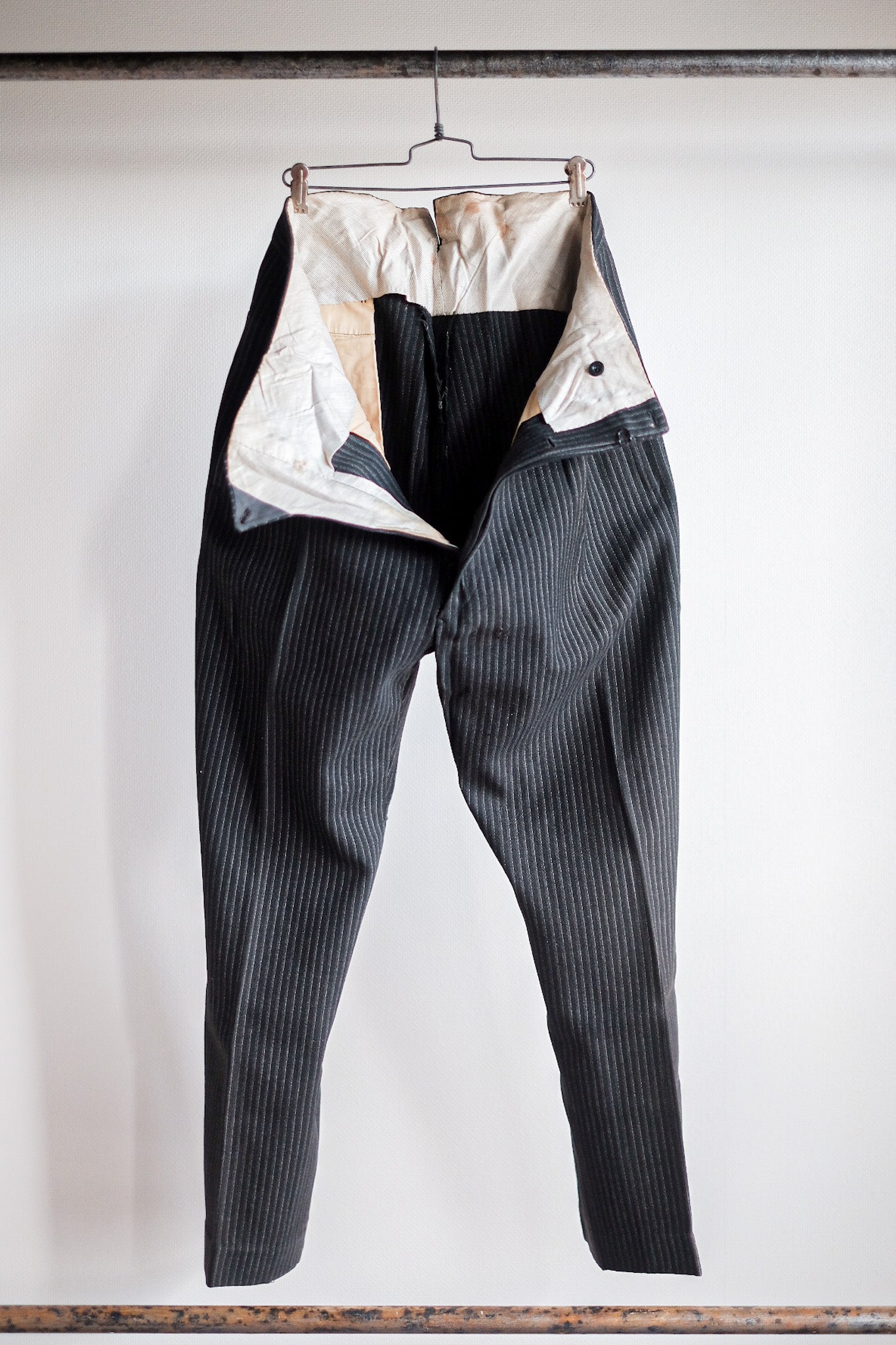 [~ 30's] Pantalon de travail à rayures en laine vintage française