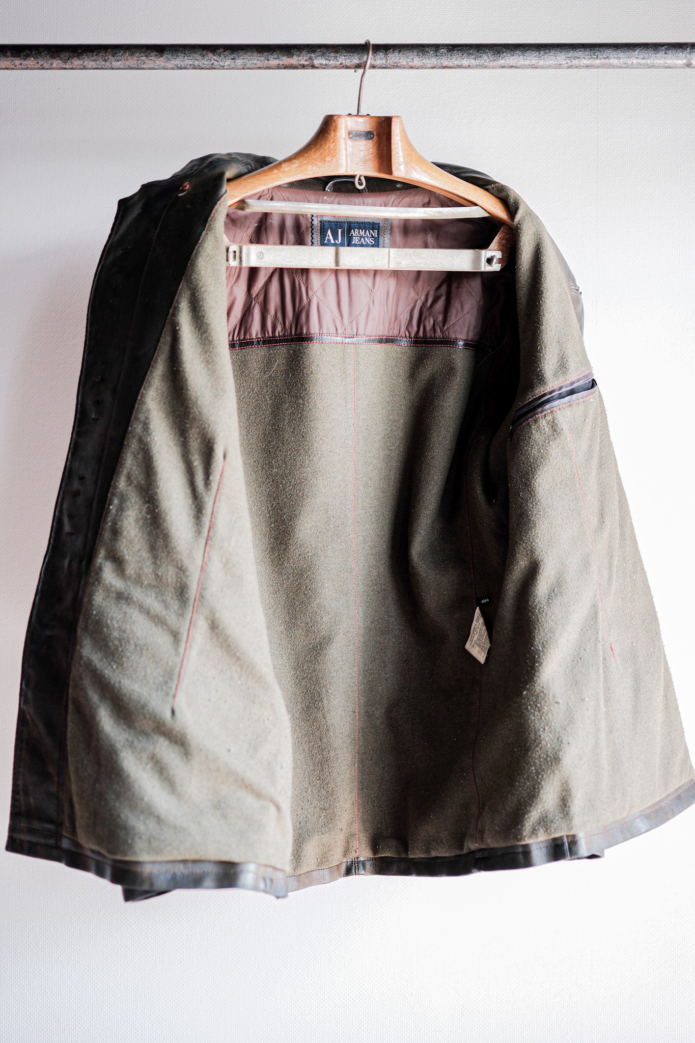 ［~90’s］Old ARMANI JEANS M-59 Type PVC Leather Jacket