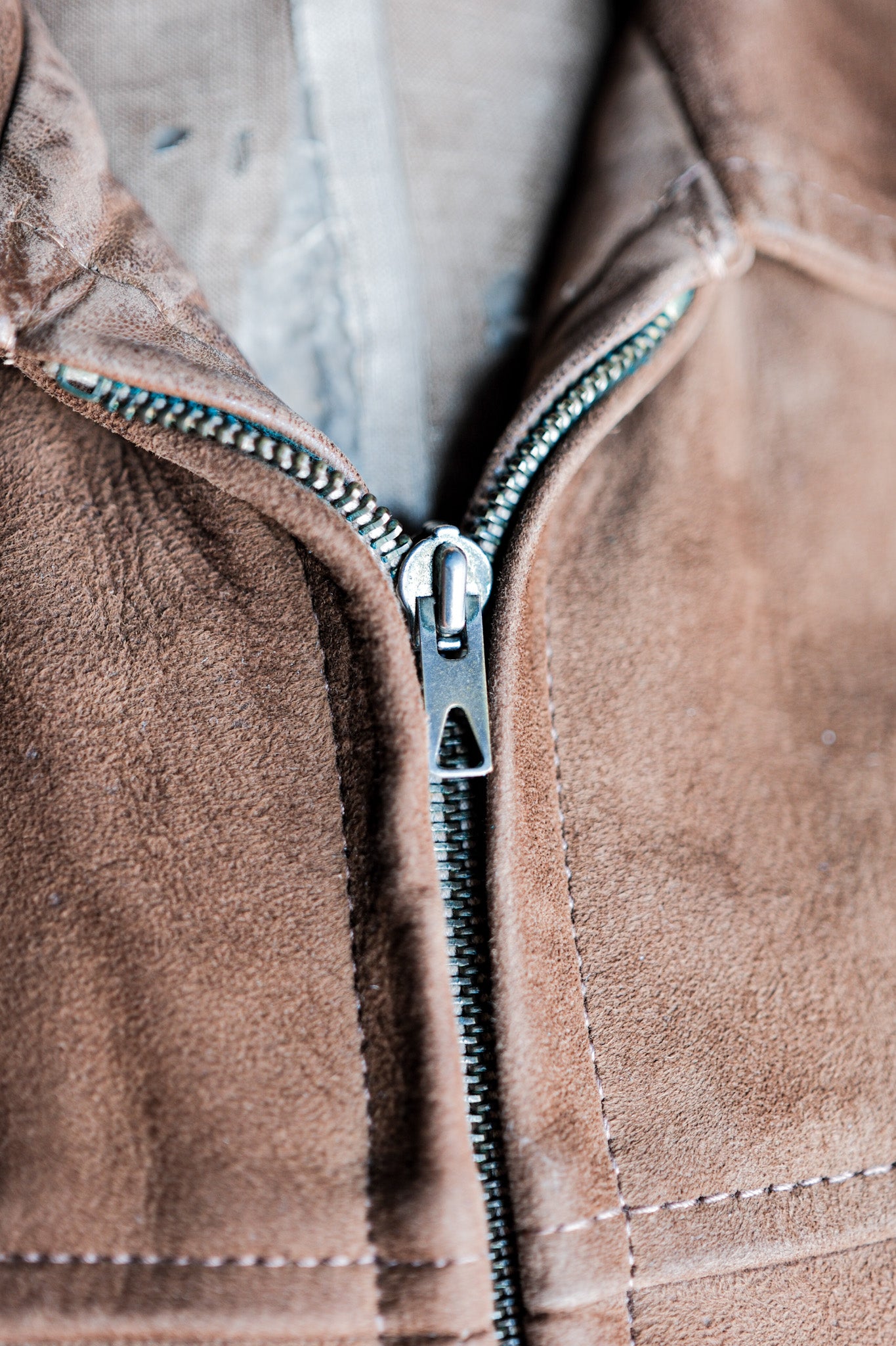 ［~60's］French Vintage Brown Suede Zip Up Jacket