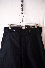 【~30's】French Vintage Black Moleskin Work Pants "Dead Stock"