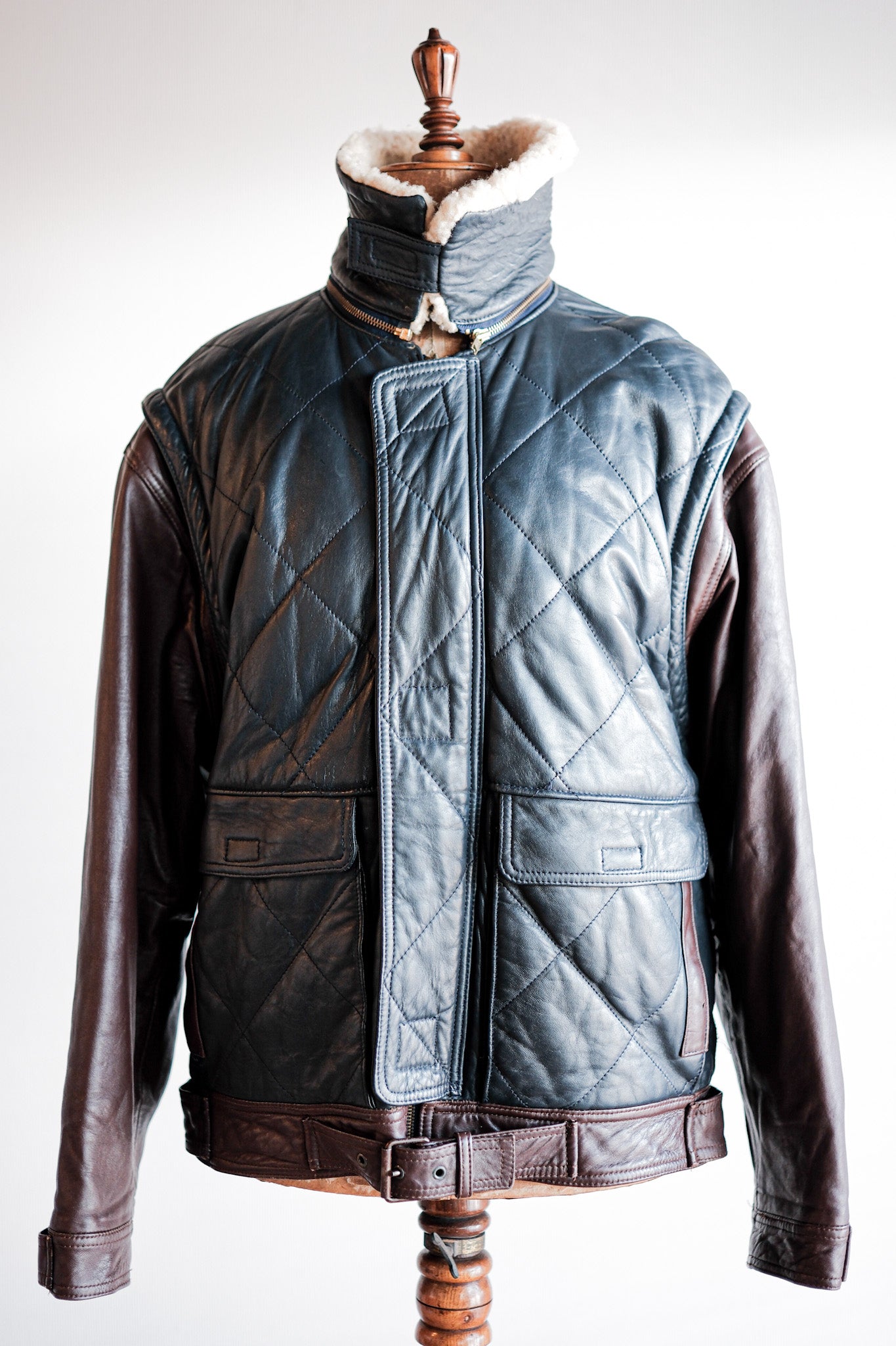 [~ 70's] Old Marcel Lassance Leather Bomber veste Taille.52