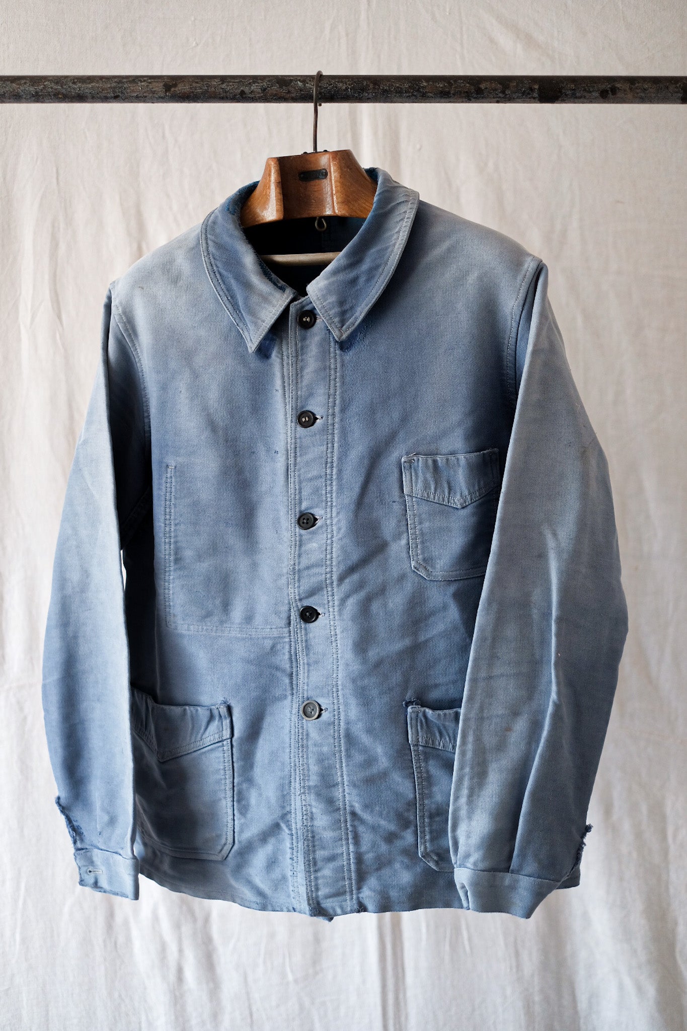 【~40's】French Vintage Blue Moleskin Work Jacket