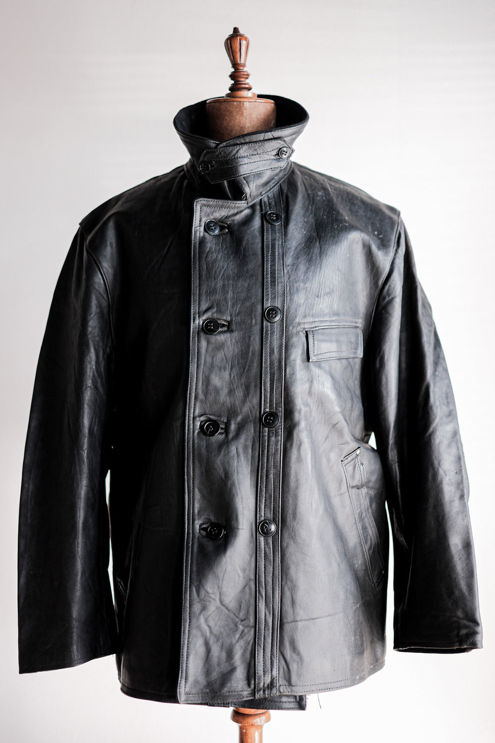 【~50's】French Vintage Le Corbusier Leather Work Jacket "Wool Collar"