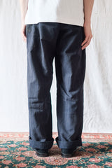 【~40's】French Vintage Navy Wool Striped Work Pant