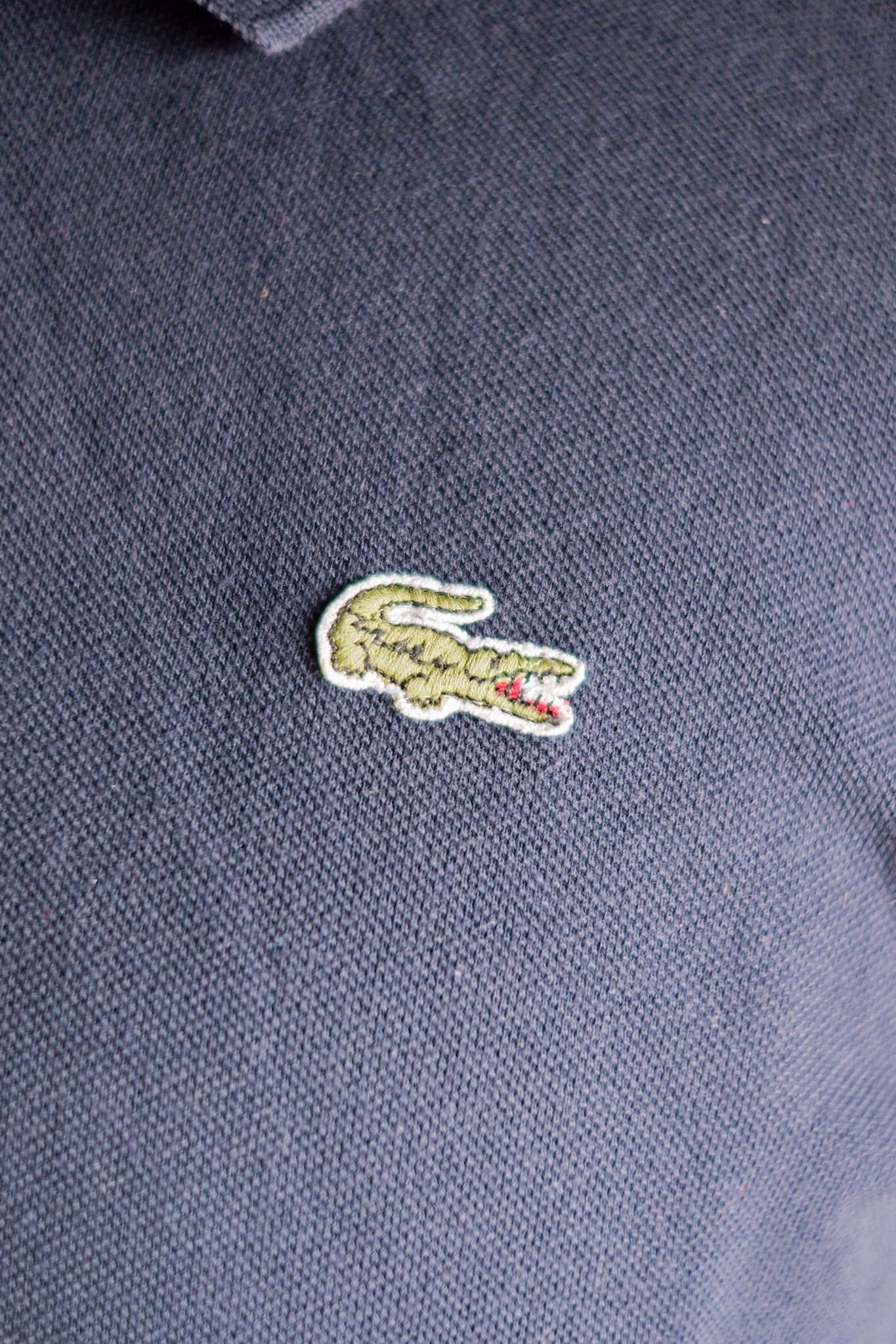 [〜80年代]顏料Lacoste l/s polo襯衫尺寸。5“海軍”
