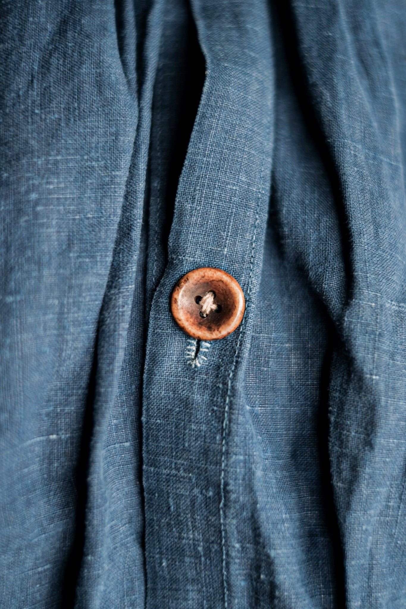 [19 일 후반 C] 프랑스 골동품 인디고 리넨 소방관 부르간 재킷