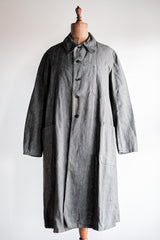 [~ 40's] French Vintage Black Chambray Atelier Coat "Dead Stock"