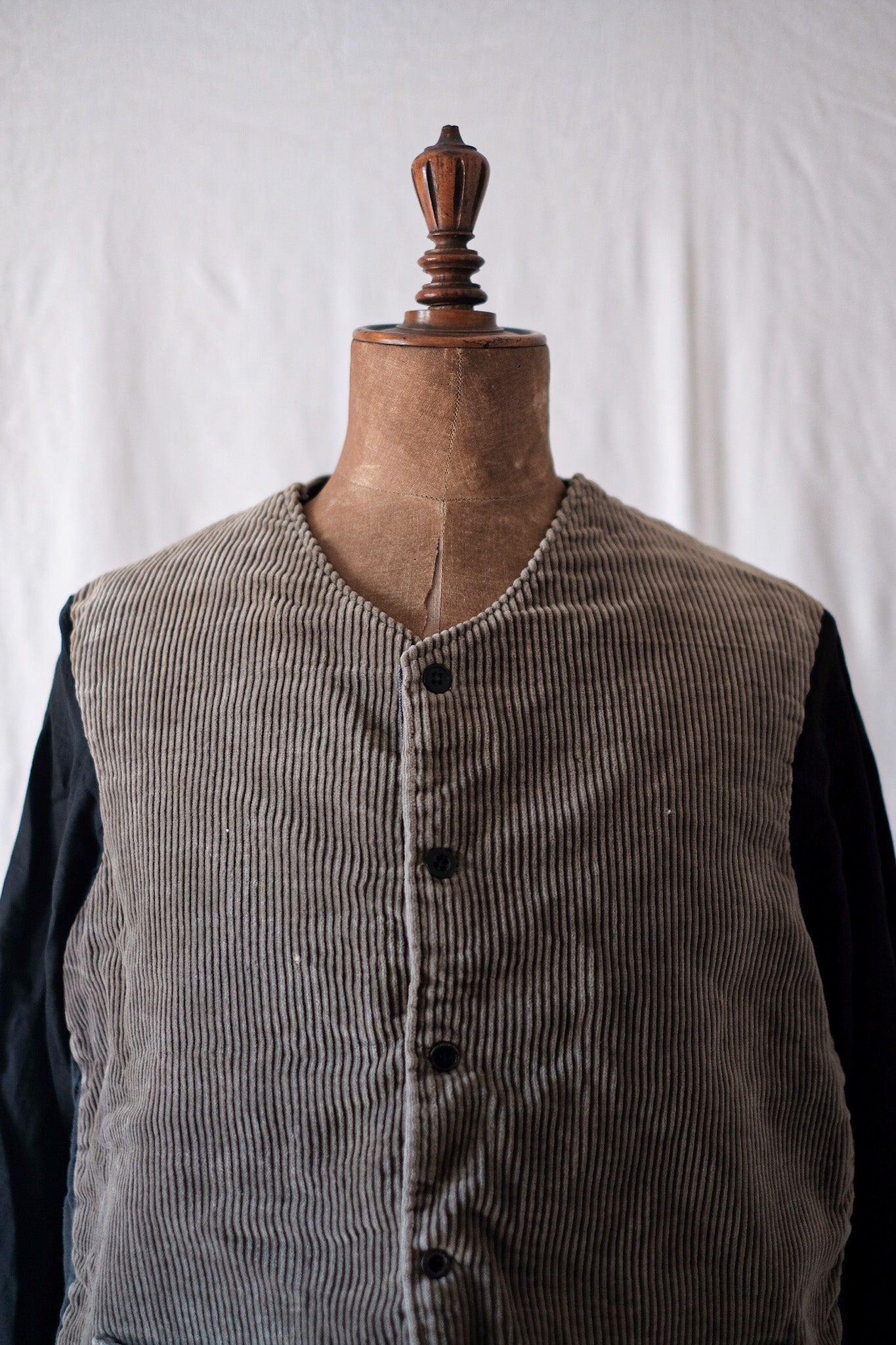 [〜30年代]法國老式灰色棕色燈芯絨吉列夾克