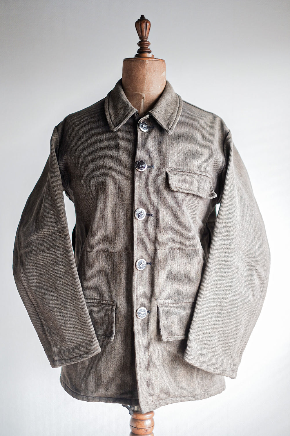 【~60's】French Vintage Brown Salt & Pepper Cotton Pique Hunting Jacket