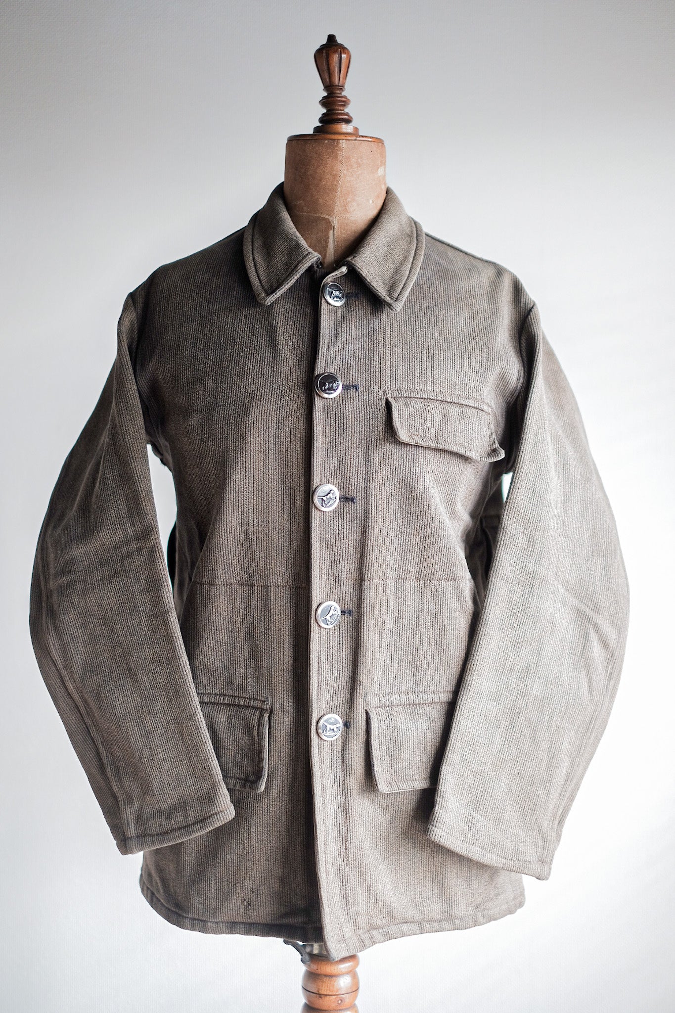 ［~60's］French Vintage Brown Salt & Pepper Cotton Pique Hunting Jacket