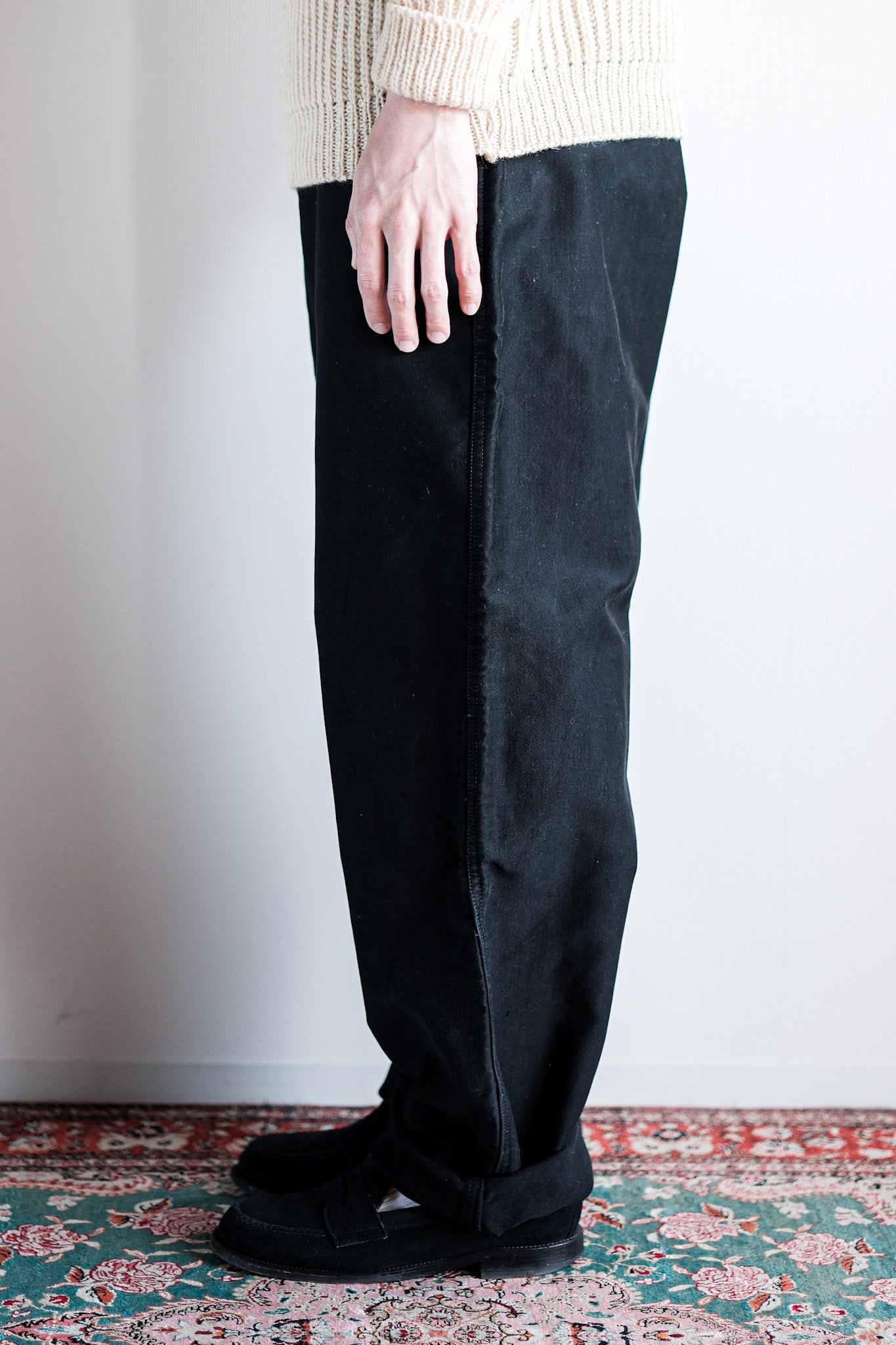 ［~50's］French Vintage Black Moleskin Work Pants "Adolphe Lafont"