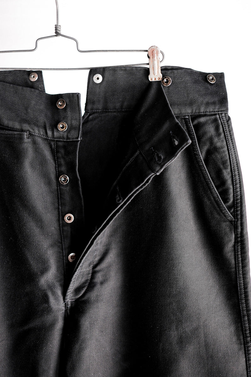 50's] French Vintage Black Moleskin Work Pants 