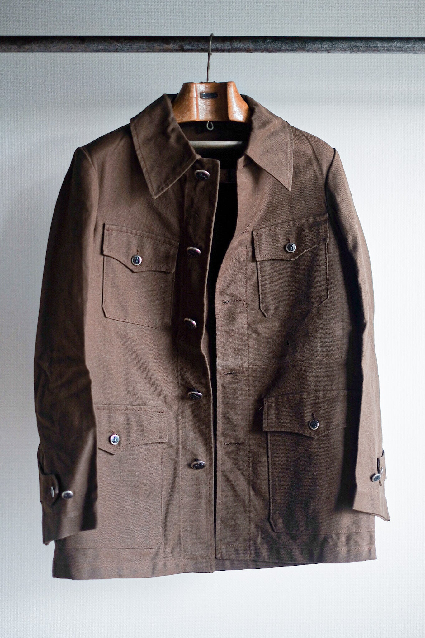 ［~40's］French Vintage Brown Cotton Twill Hunting Jacket "Dead Stock"