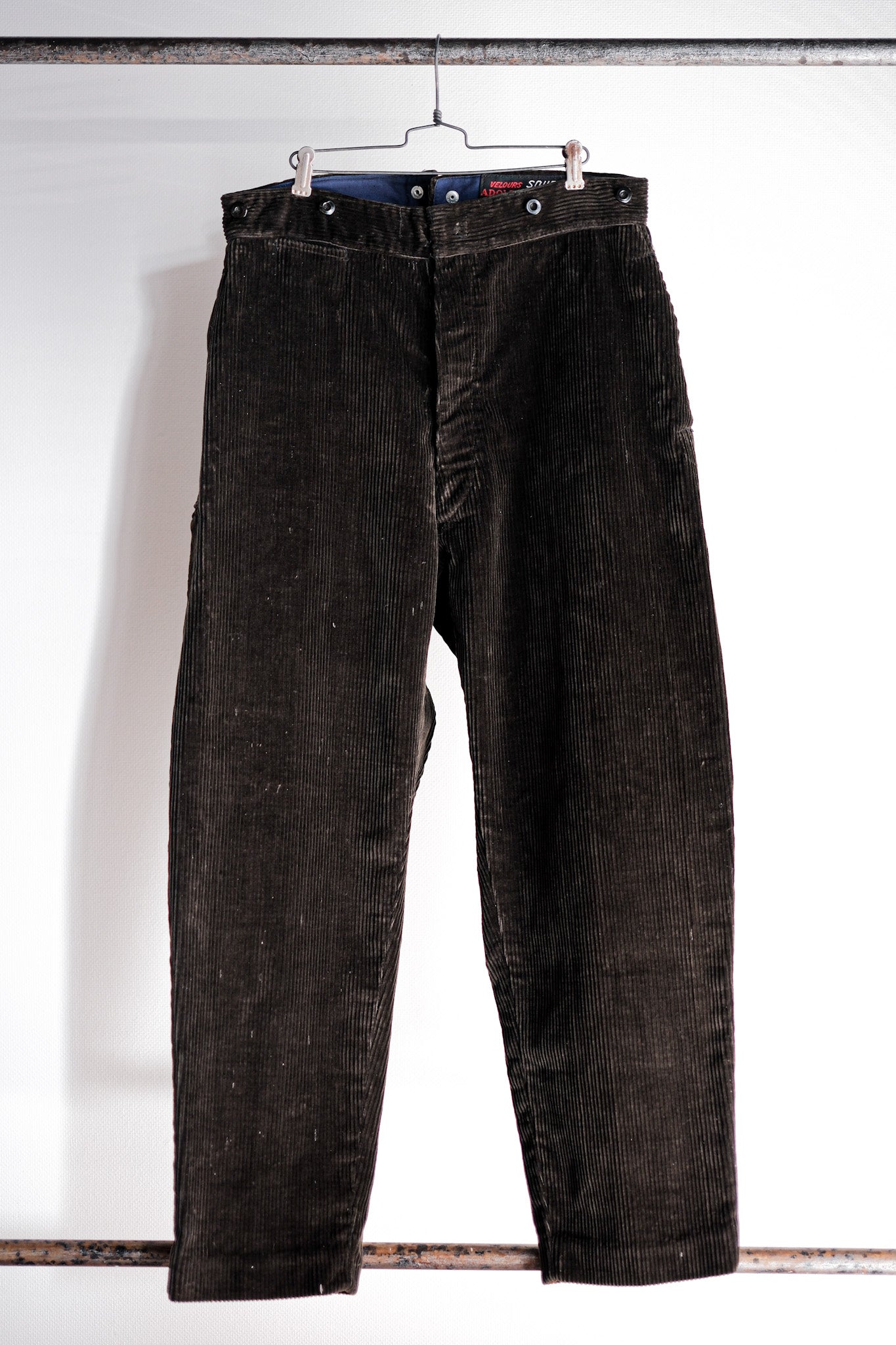 [~ 40's] กางเกงผ้าลูกฟูกสีน้ำตาลวินเทจฝรั่งเศส "Adolphe Lafont"