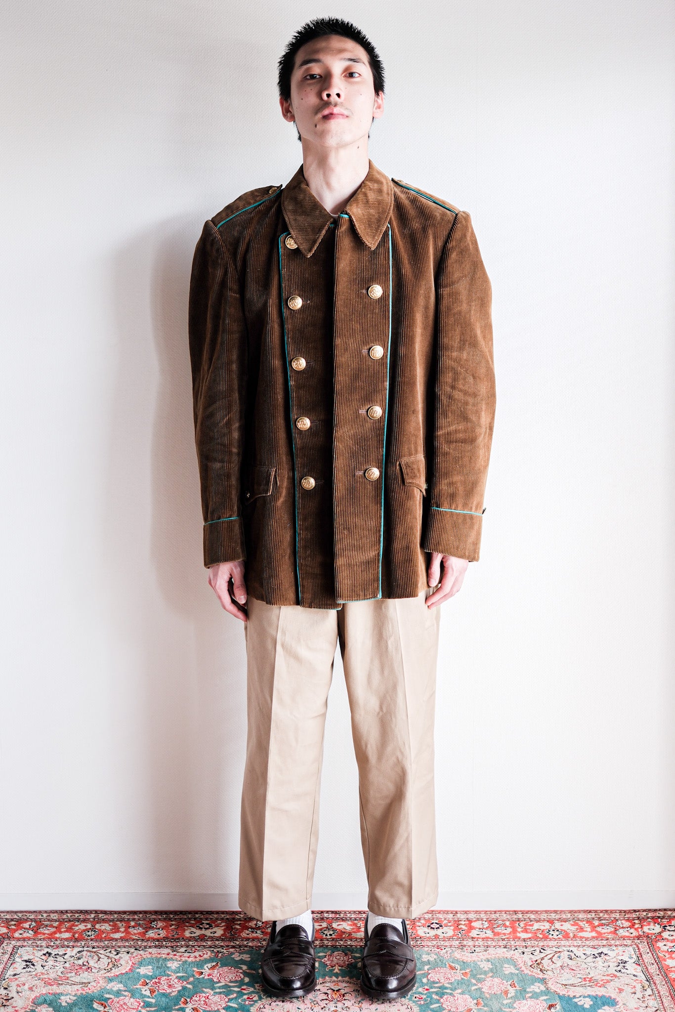 ［~30’s］Italian Army Double Breasted Brown Corduroy Jacket “Dead Stock”