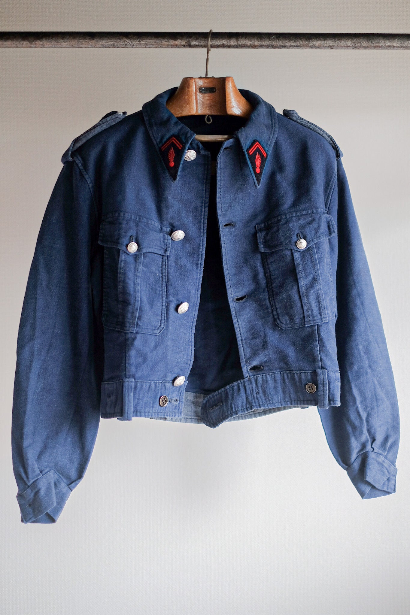 [~ 40's] French Vintage Blue Moleskin Fireman Jacket