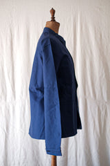【~50's】French Vintage Blue Cotton Twill Work Jacket "Le Mont St. Michel" "Dead Stock"