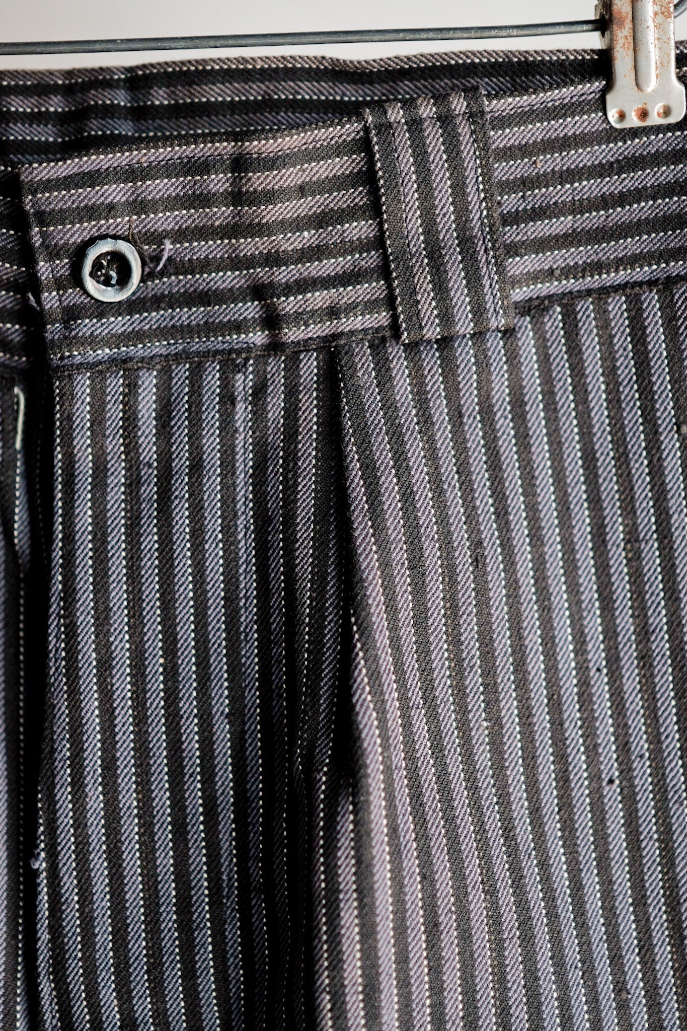 [~ 40's] Pantalon de travail à rayures en coton vintage français "stock mort"