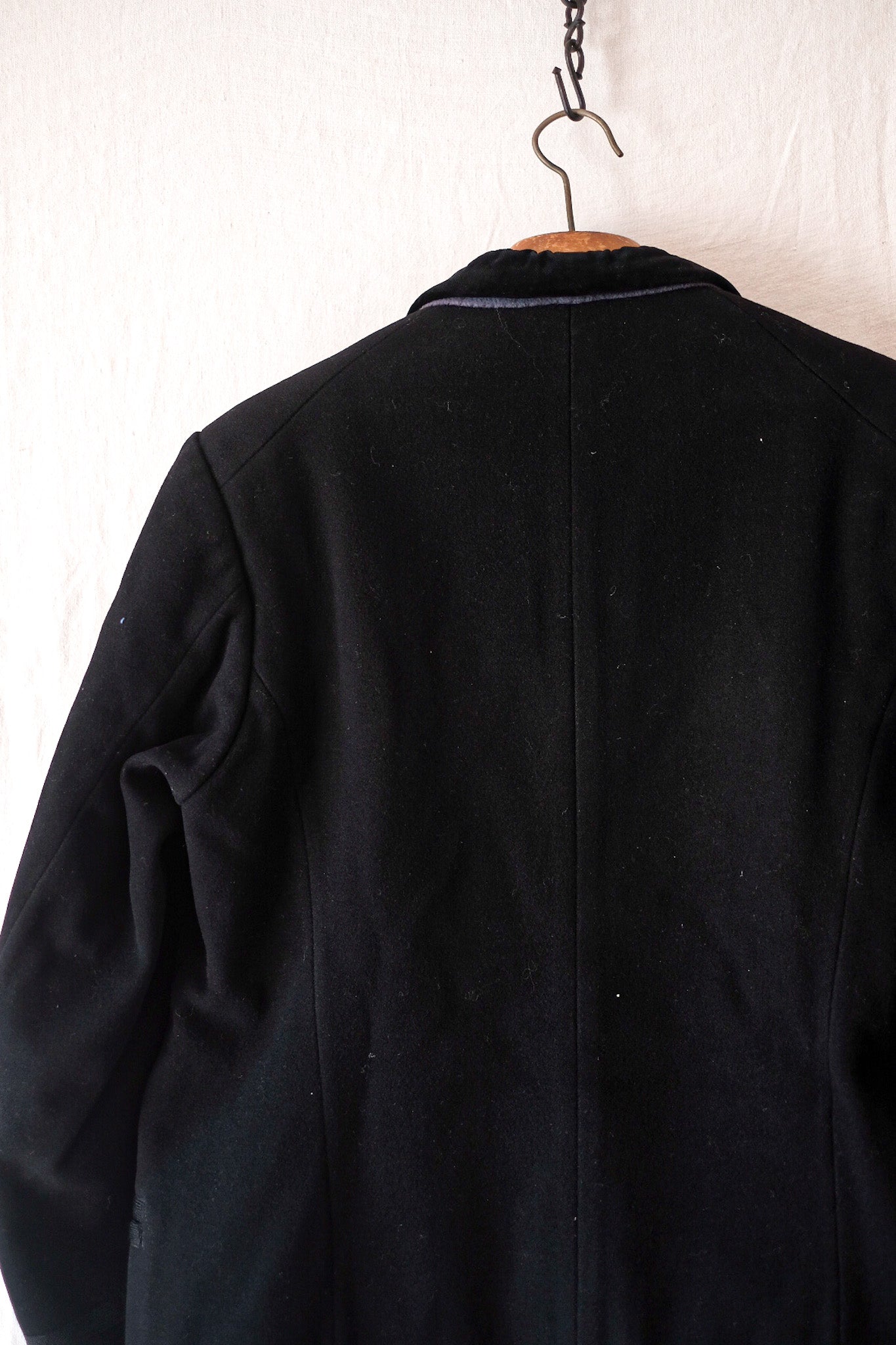[~ 30's] Dutch Vintage Black Wool x Velor Sack Jacket