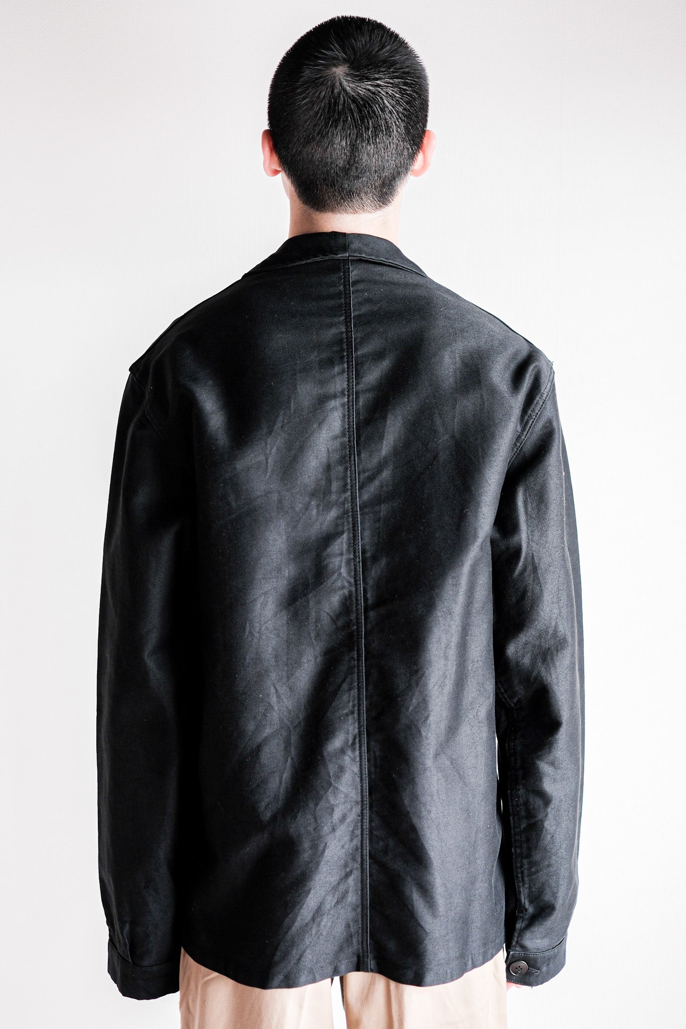 60's] French Vintage Black Moleskin Work Jacket Size.46 