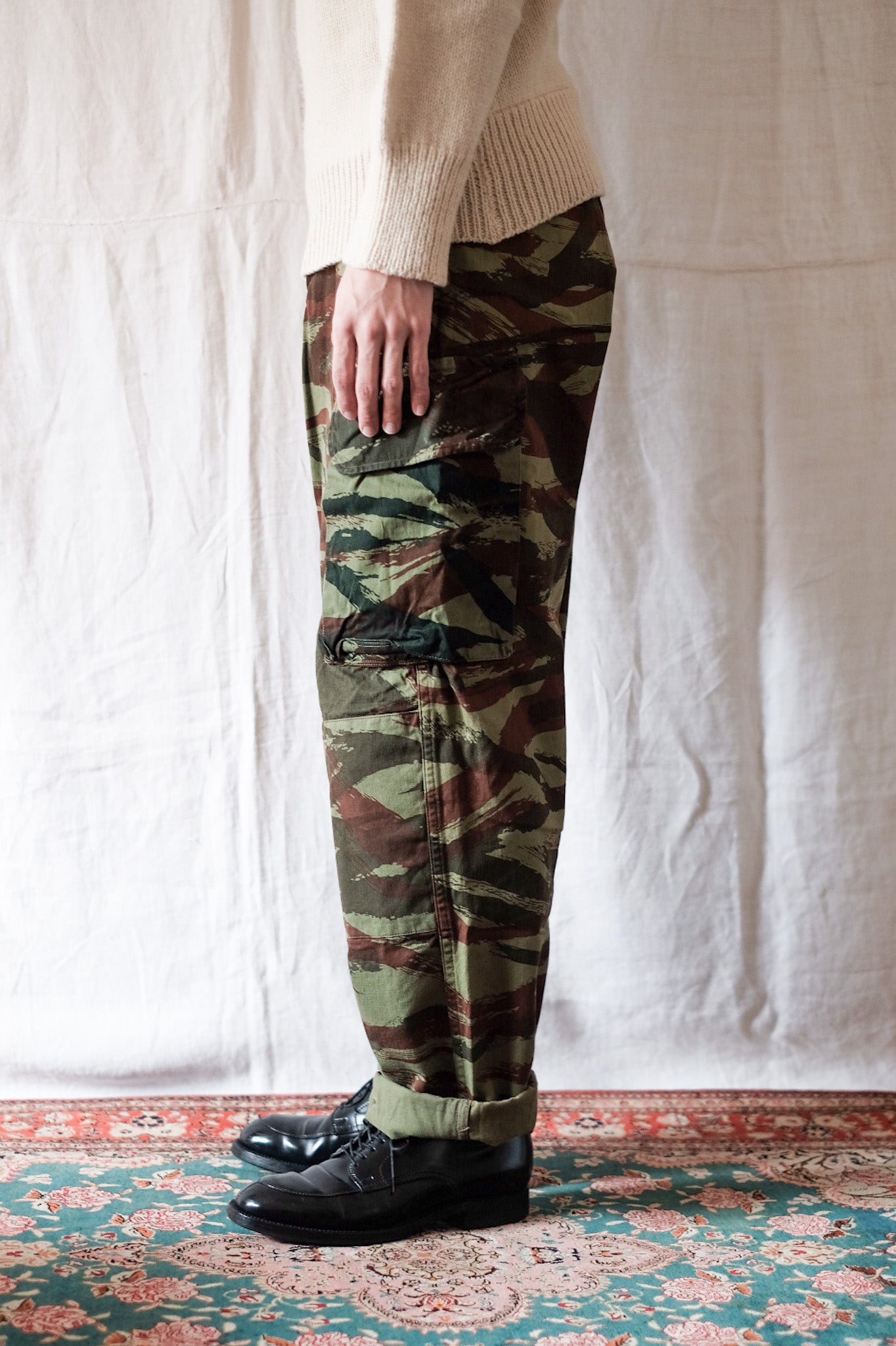 60's】French Army M47 Lizard Camo Field Trousers Size.84